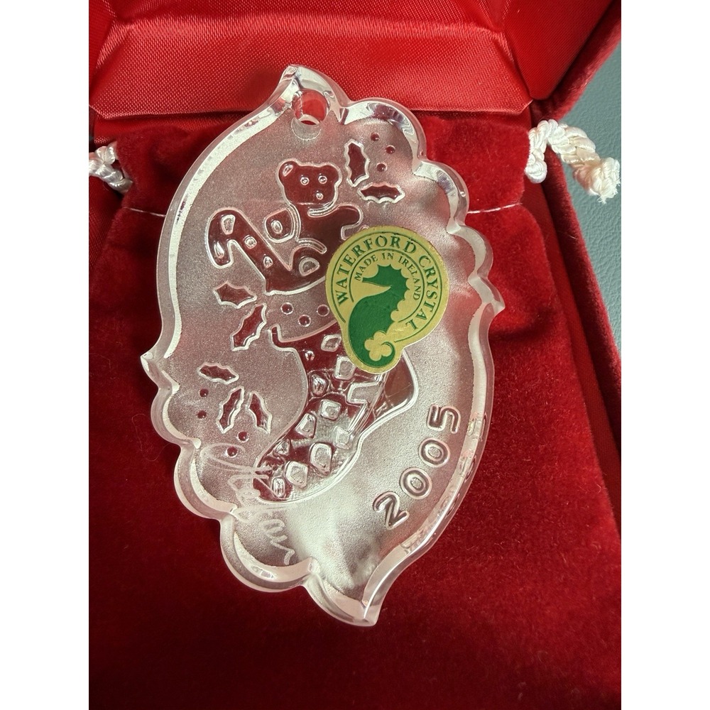 Vintage Waterford Crystal Songs Of Christmas Stocking 2005 Ornament Signed
